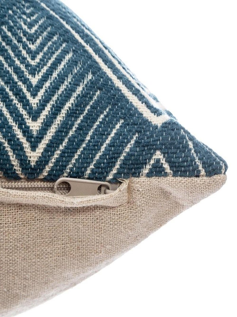 Housse de coussin chenille Géométrique bleu 40x40 cm Bleu - Kiabi