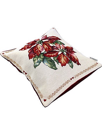Housse de coussin cm DARZO Poinsettia - Etoile de Noël - polycoton, acrylique