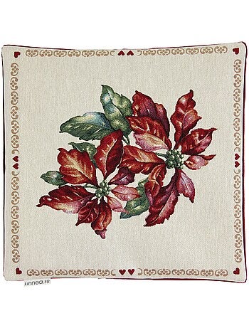 Housse de coussin cm DARZO Poinsettia - Etoile de Noël - polycoton, acrylique