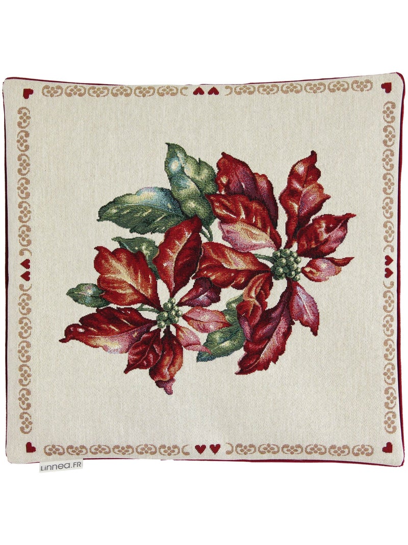Housse de coussin cm DARZO Poinsettia - Etoile de Noël - polycoton, acrylique Multicolore - Kiabi