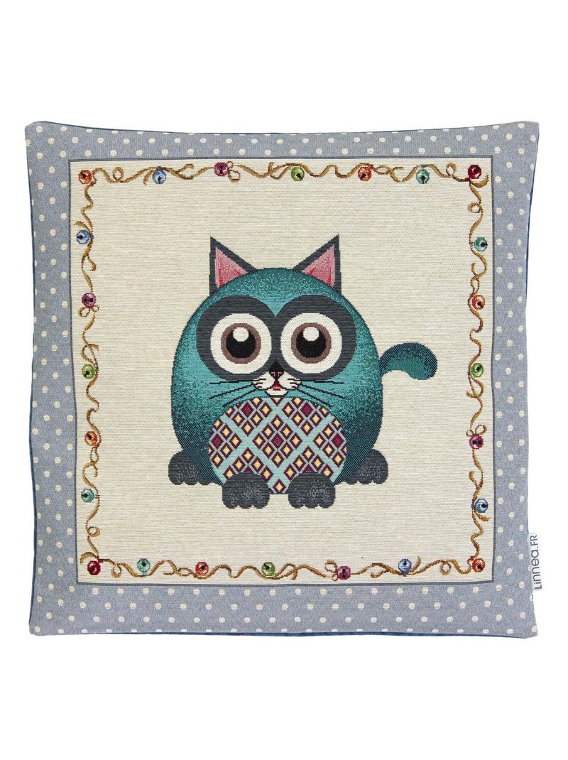 Housse de coussin cm TASSO Chat - polycoton, acrylique Multicolore - Kiabi