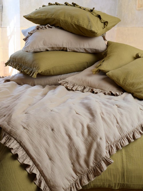 Housse de coussin collection ELZA 2 volants - Kiabi Housse de coussin collection ELZA 2 volants - Kiabi