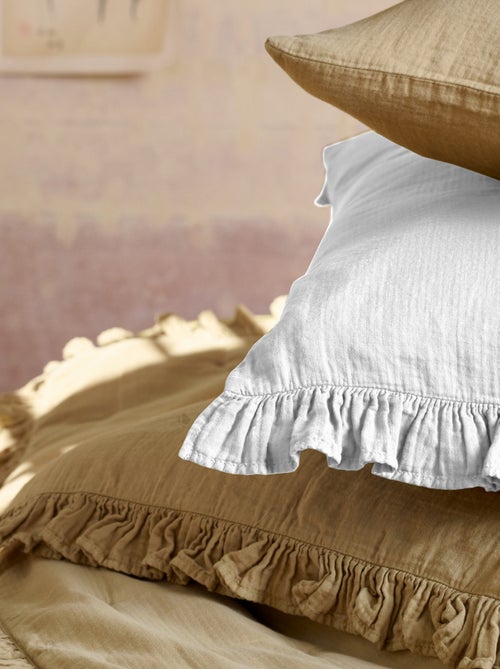 Housse de coussin collection ELZA 2 volants - Kiabi Housse de coussin collection ELZA 2 volants - Kiabi