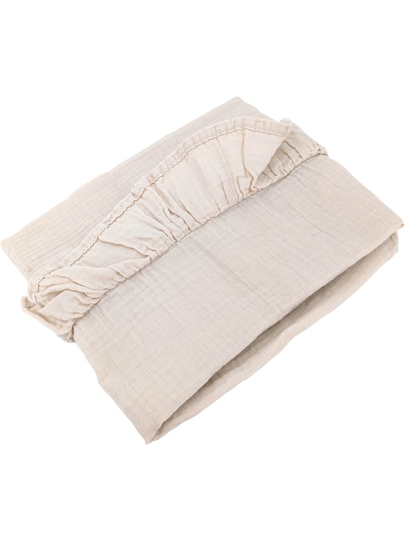 Housse de coussin collection ELZA Volant central Beige grès - Kiabi
