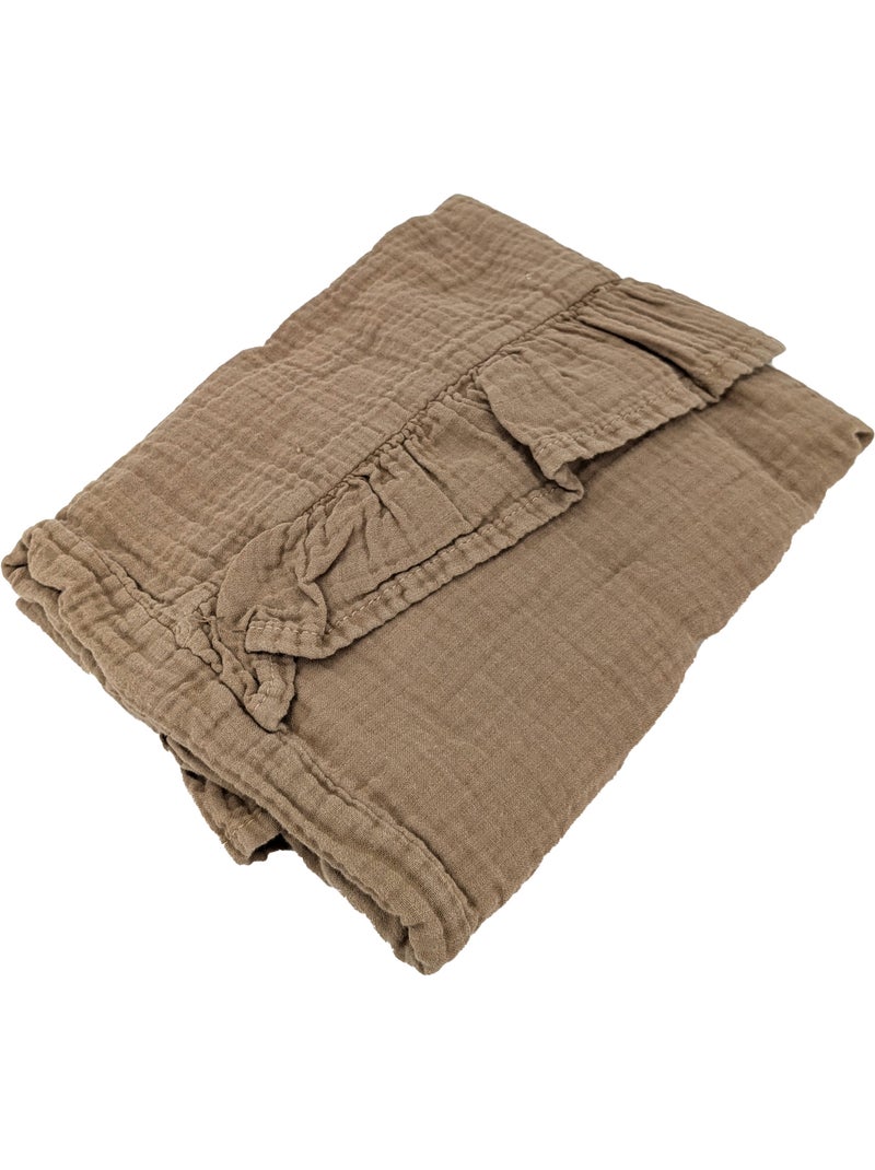 Housse de coussin collection ELZA Volant central Camel - Kiabi