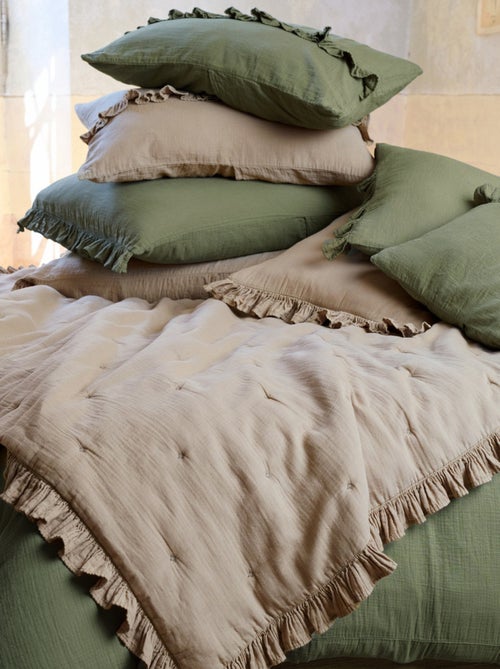 Housse de coussin collection ELZA Volant central - Kiabi