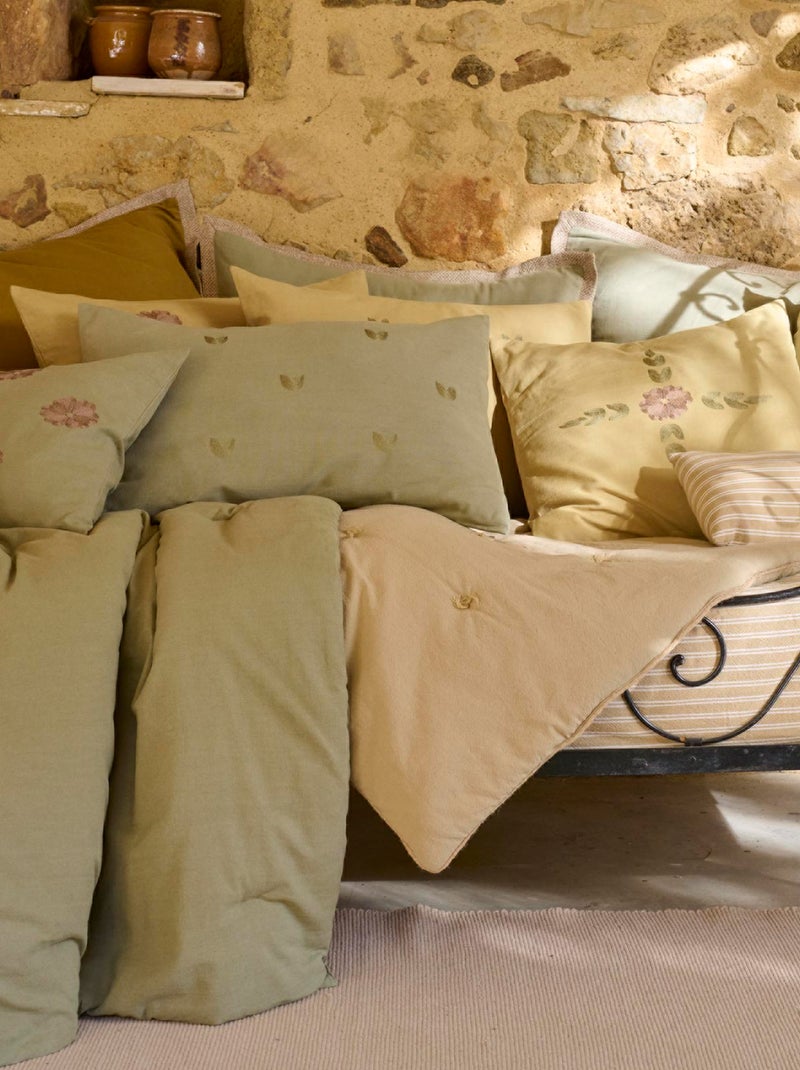 Housse de coussin collection LEONIE Bouquet Vert bouteille - Kiabi