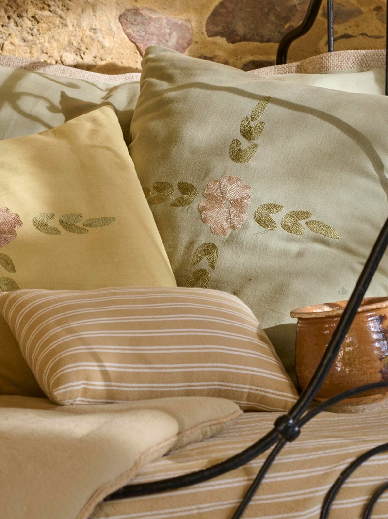 Housse de coussin collection LEONIE Bouquet Vert tilleul - Kiabi