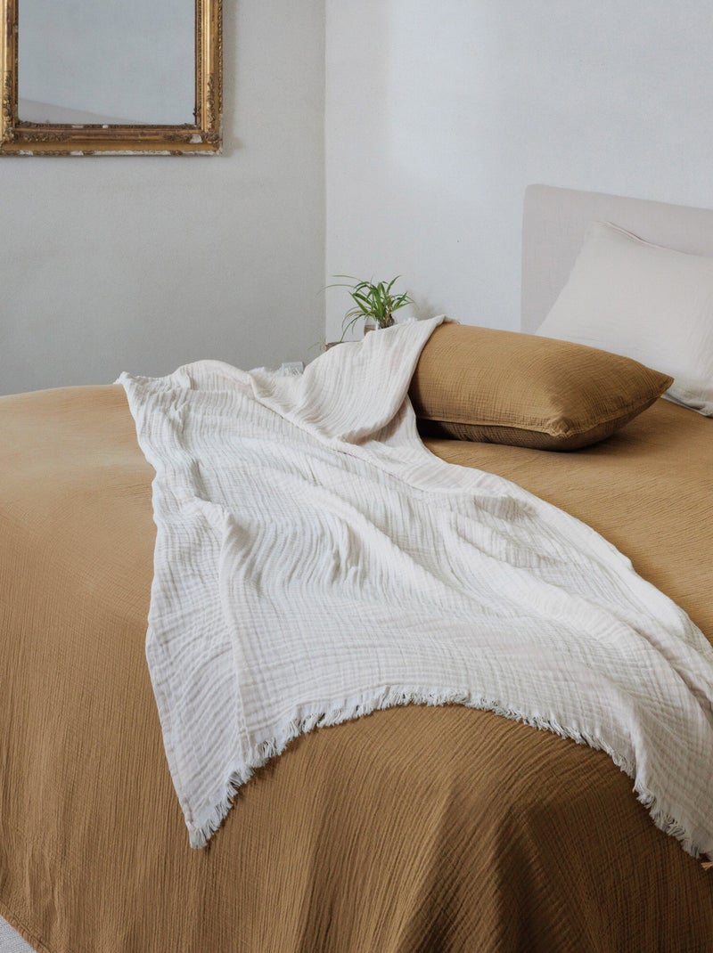 Housse de coussin coton collection PAROS Marron cappuccino - Kiabi
