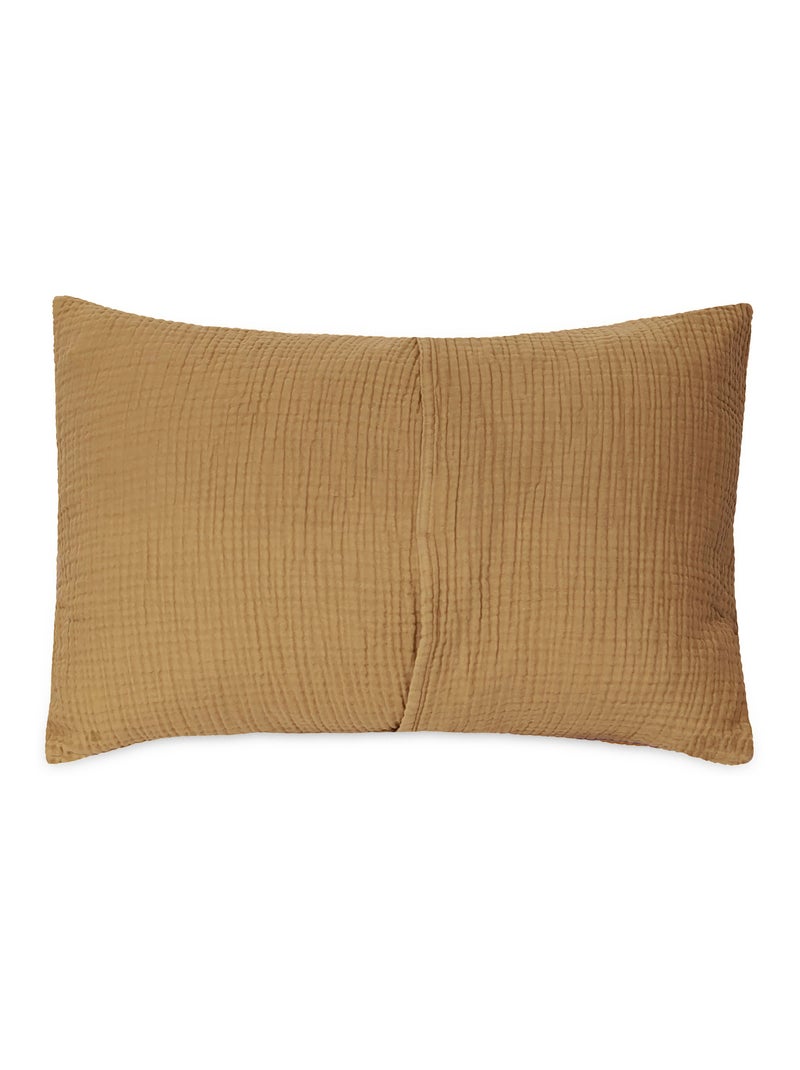 Housse de coussin coton collection PAROS Marron cappuccino - Kiabi