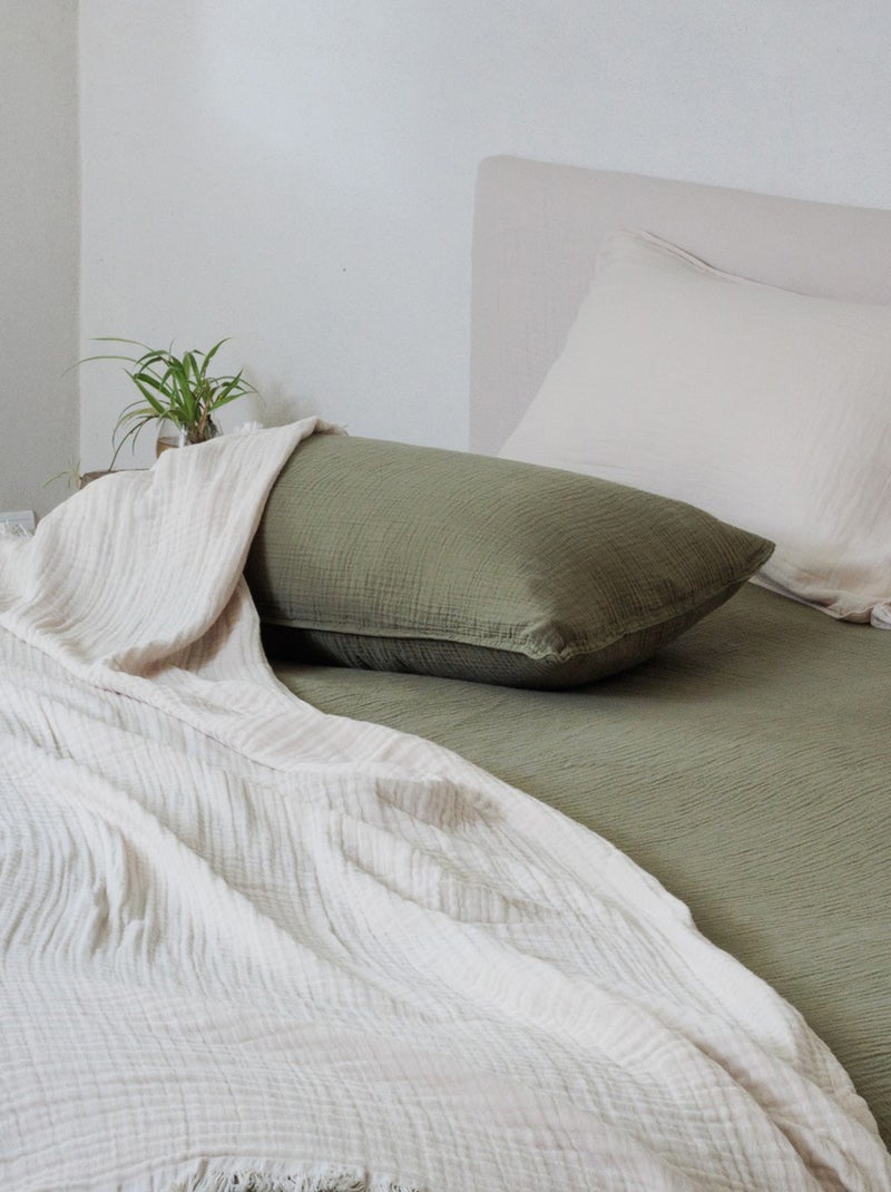 Housse de coussin coton collection PAROS Vert bouteille - Kiabi