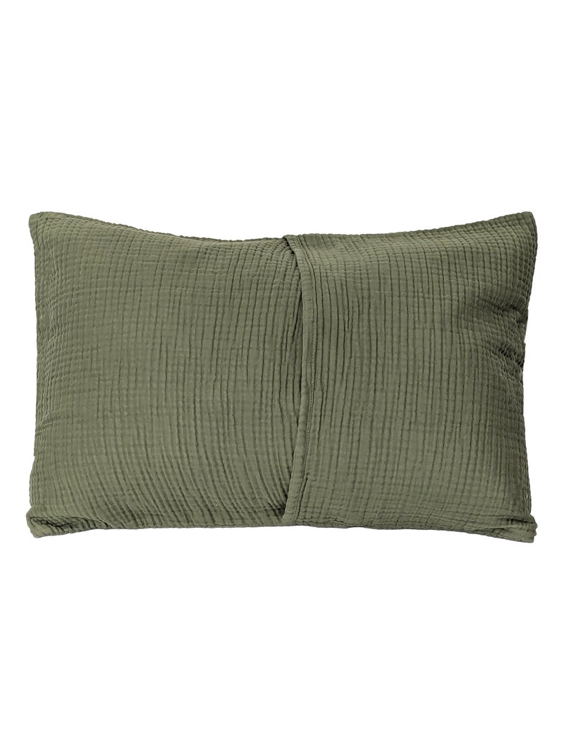 Housse de coussin coton collection PAROS Vert bouteille - Kiabi
