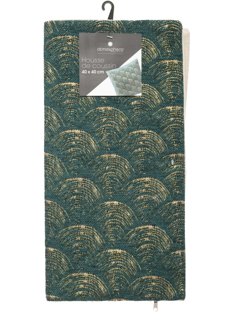 Housse de coussin coton et chenille CHIARA Vert foncé - Kiabi