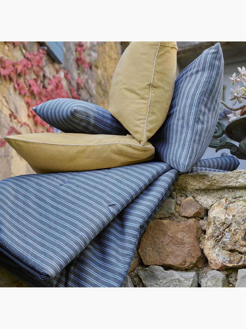 Housse de coussin coton lavé LILI DÉCO Bleu marine - Kiabi