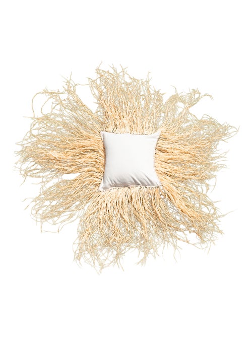 Housse de coussin déco avec franges en raphia - Kiabi