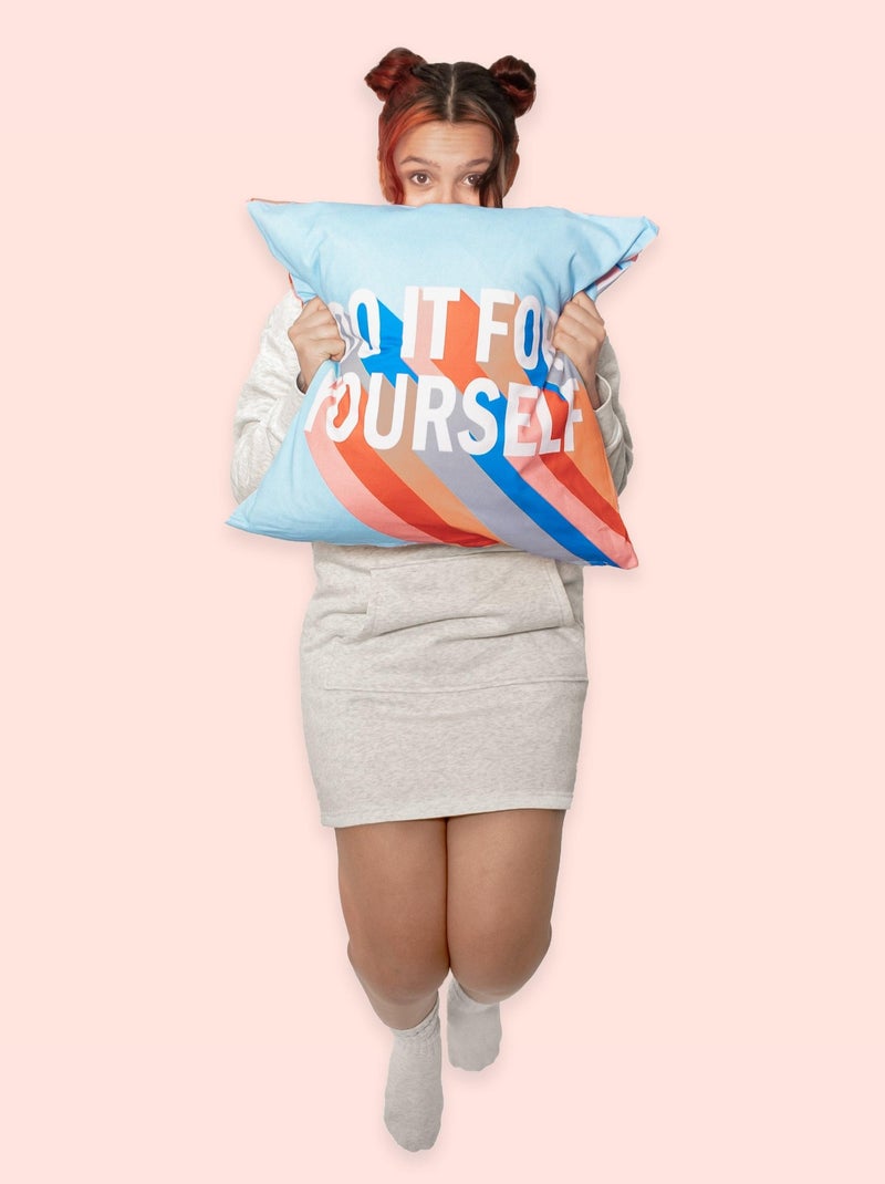 Housse de coussin décoratif Do it "Happyfriday" Blanc - Kiabi