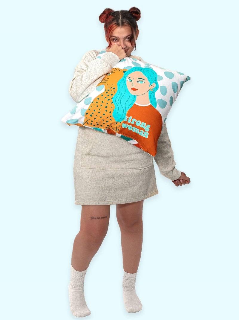 Housse de coussin décoratif Girl power "Happyfriday" Blanc - Kiabi