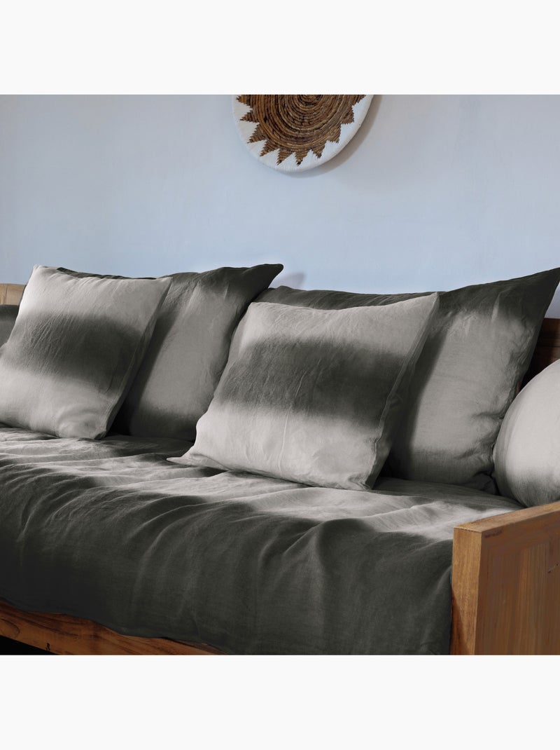 Housse de coussin DEEPALI DECO Tie & dye en lin et coton Marron cappuccino - Kiabi