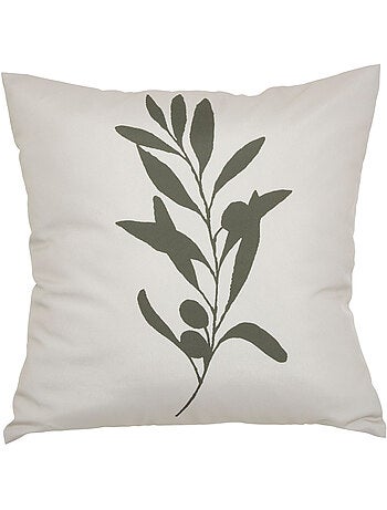 Housse de coussin d'extérieur motif feuille et vert TILEO