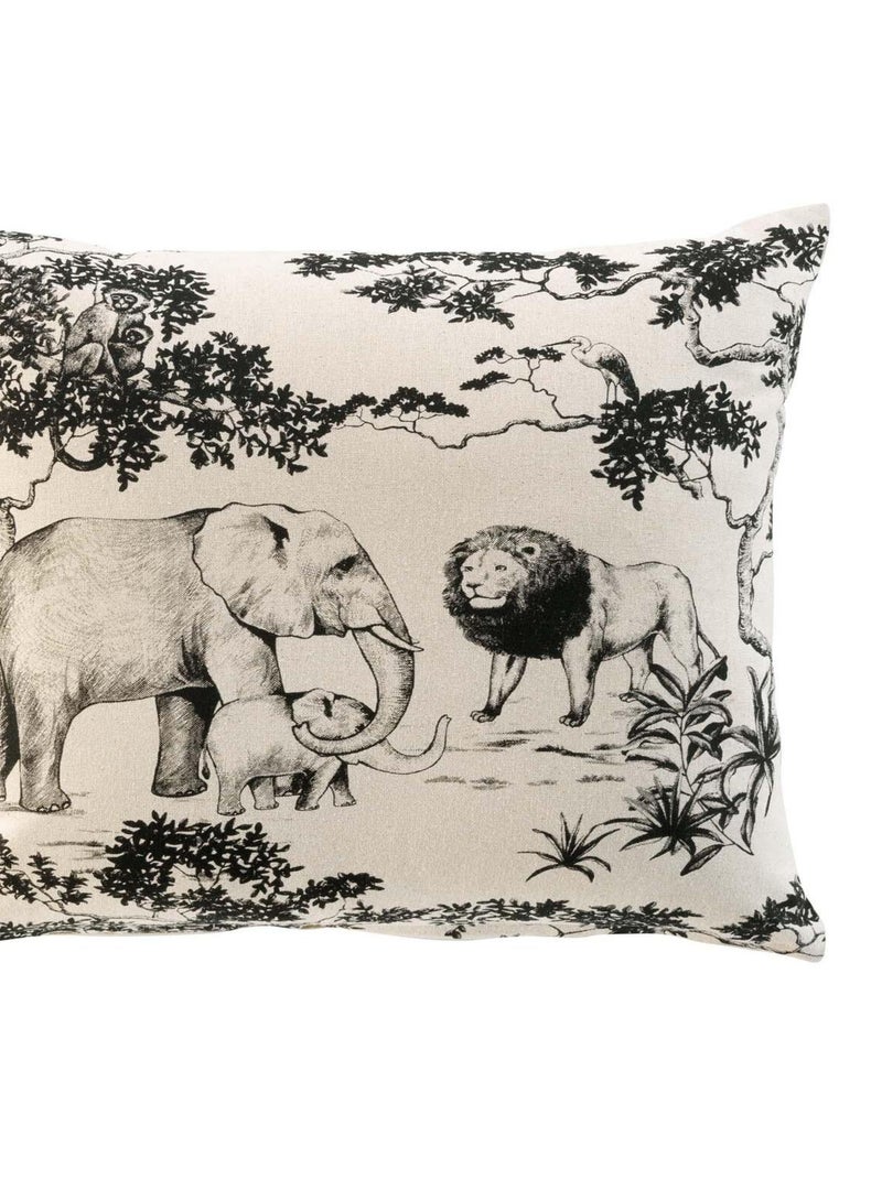 Housse de Coussin Elephant et lion du Zambie 40 x 40 cm Beige - Kiabi
