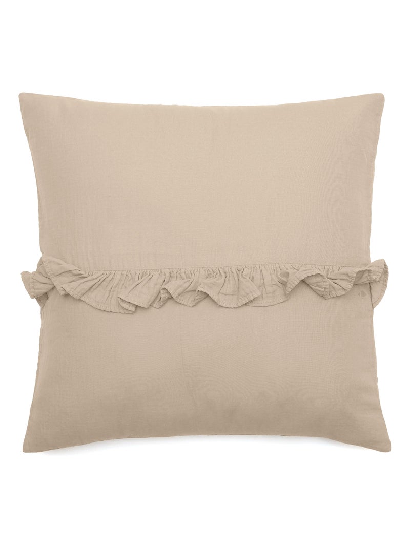 Housse de coussin ELZA Volant central Beige grès - Kiabi