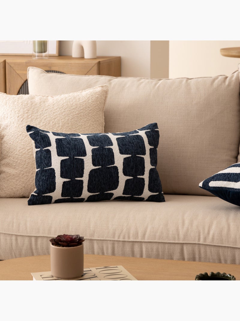 Housse de coussin en chenille JENI Bleu foncé - Kiabi