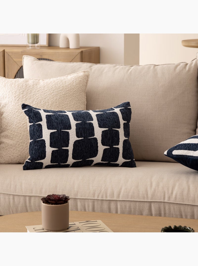 Housse de coussin en chenille JENI Bleu foncé - Kiabi