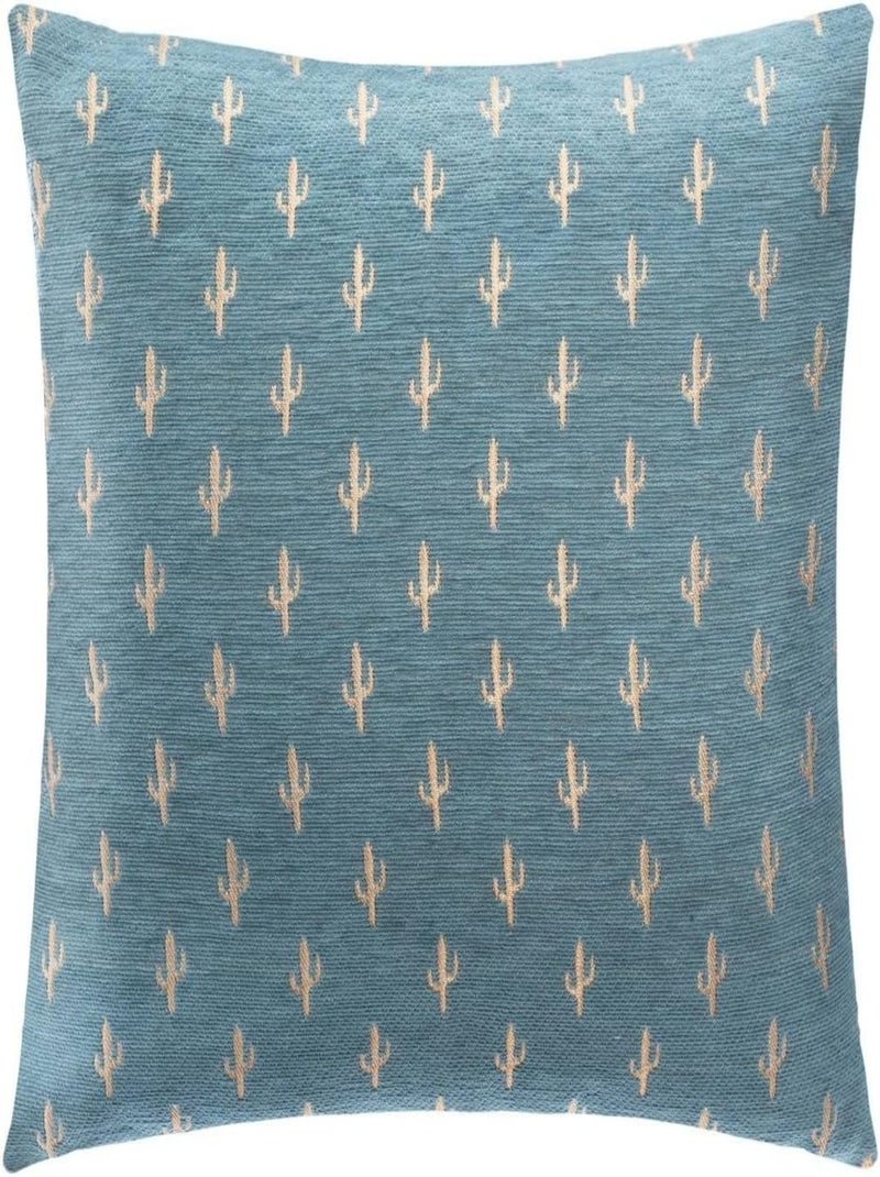 Housse de coussin en chenille motif cactus - 40 x 40 cm - Bleu Bleu - Kiabi