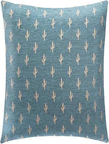 Housse de coussin en chenille motif cactus