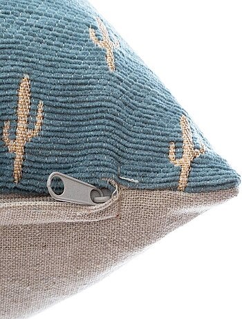 Housse de coussin en chenille motif cactus