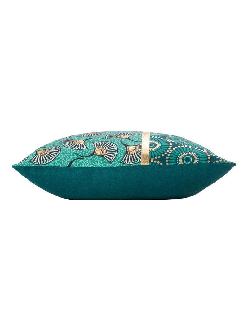 Housse de coussin en coton imprimé or Vert - Kiabi