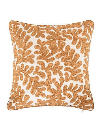 Housse de coussin en coton motif végétal
