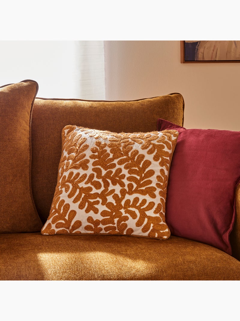 Housse de coussin en coton motif végétal Marron clair - Kiabi