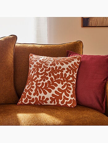 Housse de coussin en coton motif végétal