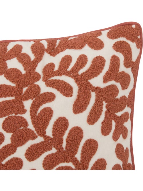 Housse de coussin en coton motif végétal - Kiabi