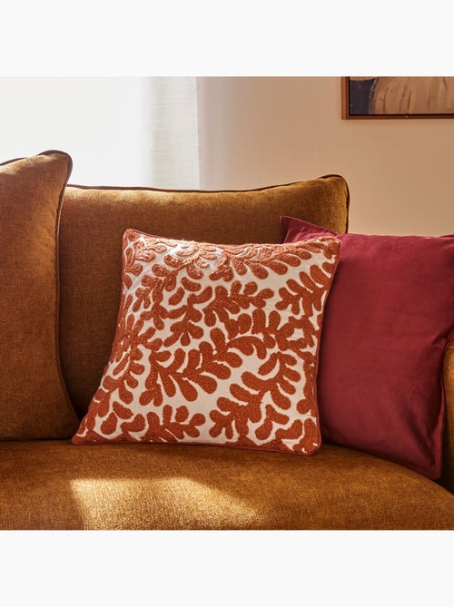 Housse de coussin en coton motif végétal - Kiabi