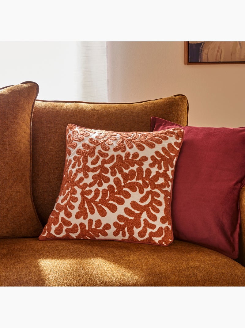 Housse de coussin en coton motif végétal Terracotta - Kiabi