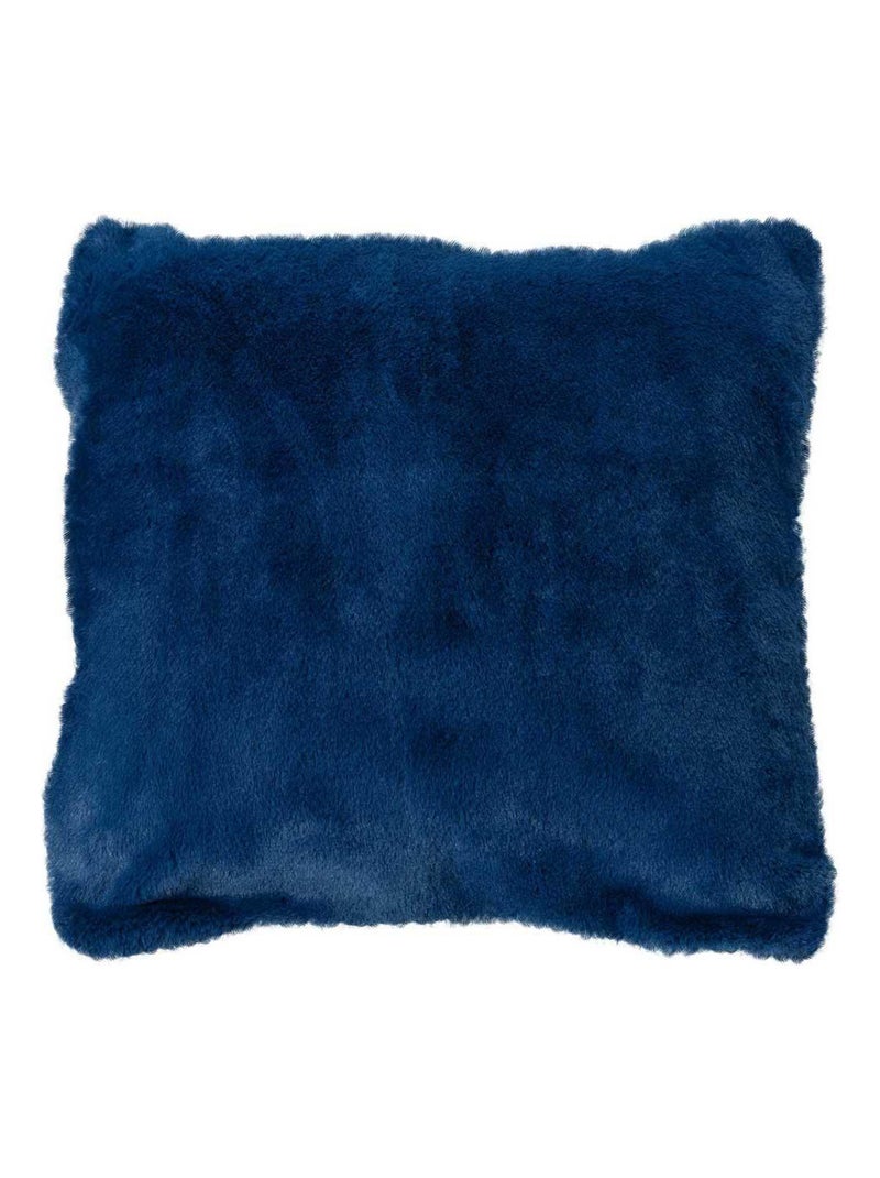 Housse de coussin en imitation fourrure Bleu pétrole - Kiabi