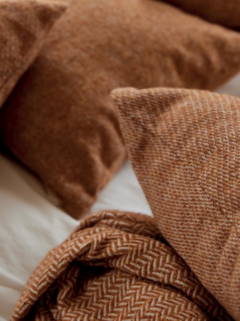 Housse de coussin en laine avec micro-motif losange Marron foncé - Kiabi