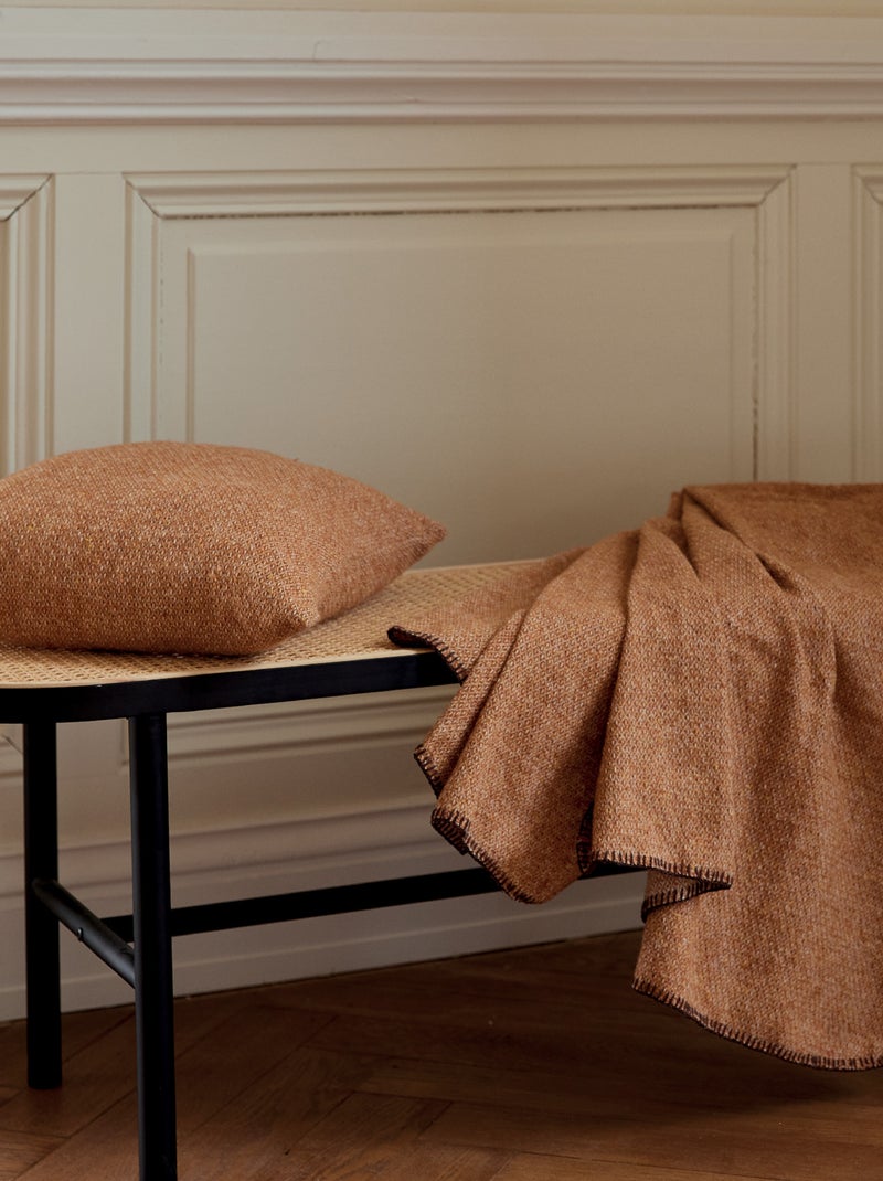 Housse de coussin en laine avec micro-motif losange Marron foncé - Kiabi