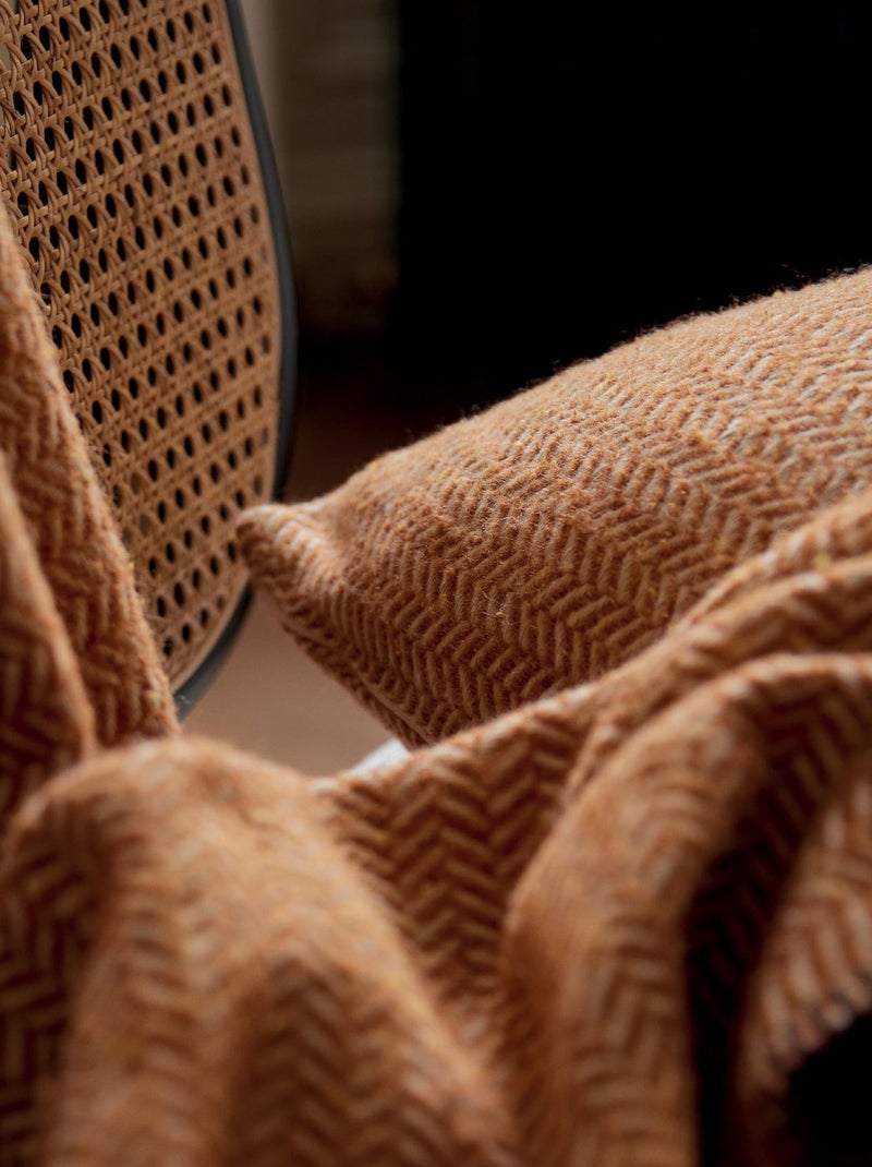 Housse de coussin en laine avec motif chevron Marron foncé - Kiabi