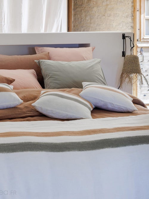 Housse de coussin en lin lavé doublé coton lavé ARIA - Kiabi