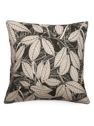 Housse de coussin en lin lavé imprimé végétal doublé coton lavé uni HELIOS