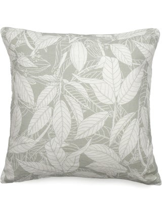 Housse de coussin en lin lavé imprimé végétal doublé coton lavé uni HELIOS