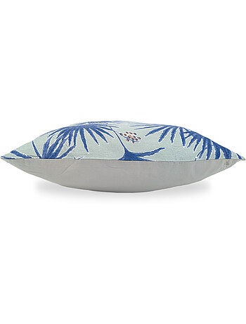 Housse de coussin en lin lavé imprimé végétal doublé coton lavé uni PALAWAN