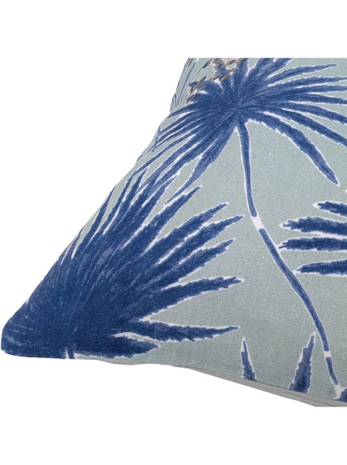 Housse de coussin en lin lavé imprimé végétal doublé coton lavé uni PALAWAN - Kiabi