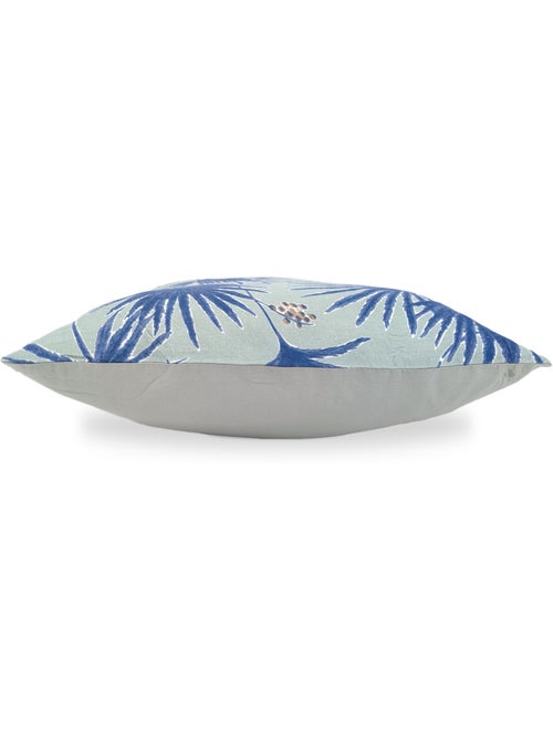 Housse de coussin en lin lavé imprimé végétal doublé coton lavé uni PALAWAN - Kiabi