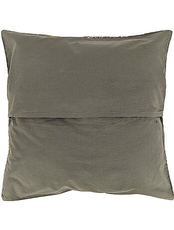 Housse de coussin en lin lavé imprimé végétal doublé coton lavé uni PALAWAN