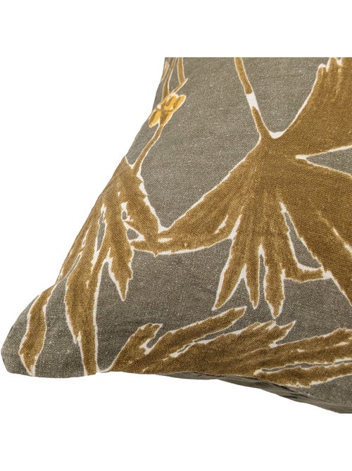 Housse de coussin en lin lavé imprimé végétal doublé coton lavé uni PALAWAN - Kiabi