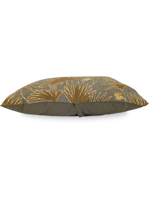 Housse de coussin en lin lavé imprimé végétal doublé coton lavé uni PALAWAN - Kiabi